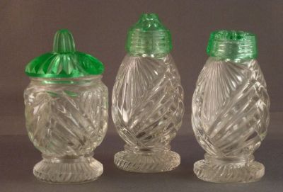 Condiment set, Czech
1950s
Keywords: blown;czech;pressed;table