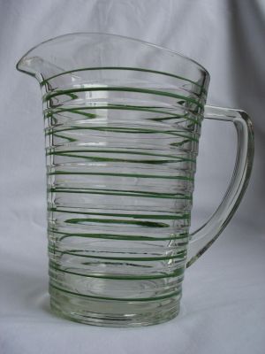 Striped and ridged water jug
Unknown. Davidson Norman?
Keywords: sold;barware;british;enamelgilt