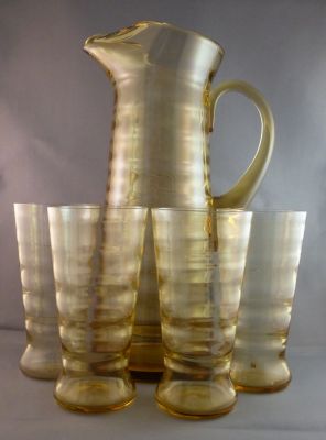 Light amber water set 
1970s. Continental
Keywords: sold;barware