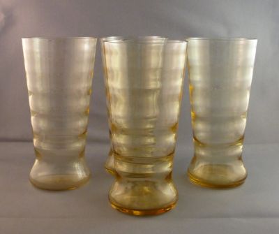 Light amber water set 
Ribbed glasses
Keywords: sold;barware