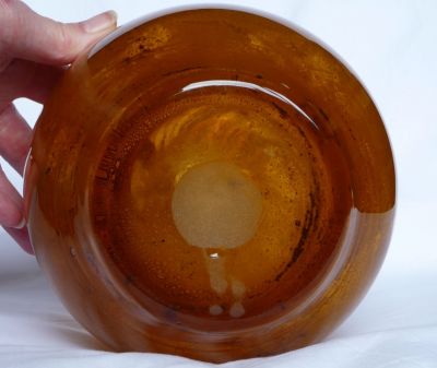 Malta Decorative Glass large globe vase
Base. Roughly ground pontil mark
Keywords: sold;vase;maltese