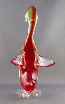Red and uranium duck
Clear wings, beak and feet. Back
Keywords: murano;figure
