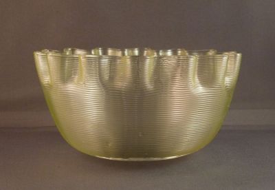 Uranium over clear threaded finger bowl
British
Keywords: british;blown;table
