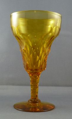 Amber uranium Stevens and Williams/Royal Brierley cut glass goblet, large
Cairngorm colour, lead crystal
Keywords: barware;cut;british