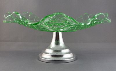 Bagley fishscale cake plate
3067. Chromed stand
Keywords: british;pressed;table;dessert