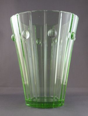 Large bucket vase with roundels and panels
Inwald? Czech? Highly polished base
Keywords: czech;pressed