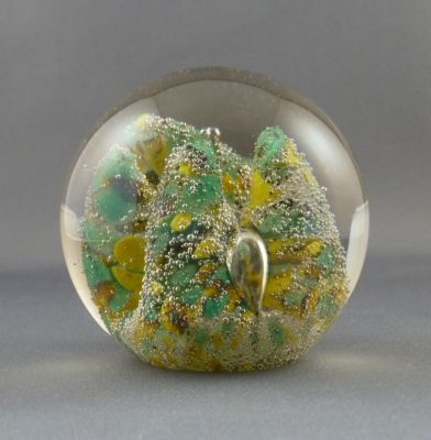 Green and yellow with bubbles
Slightly pinkish/brown glass
