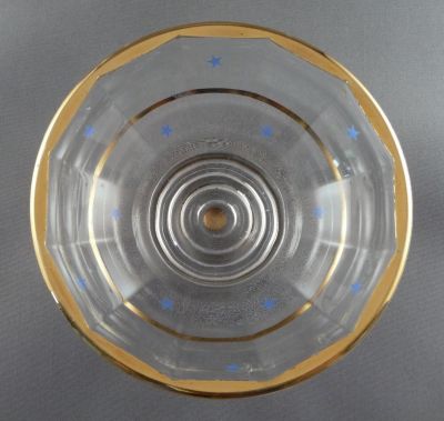 Chance Spiderweb dessert bowl D94
Blue enamel stars and gilding
Keywords: pressed;enamelgilt;table;sold;dessert