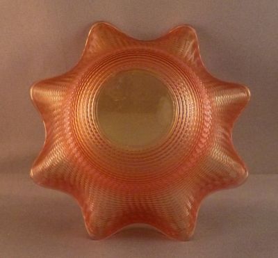 Ruby threaded finger bowl
Polished pontil mark
Keywords: blown;british;table;sold