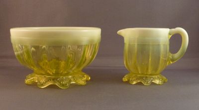 Davidson 1891 suite medium sugar and creamer/milk jug
Primrose pearline. 255. AKA Lady Caroline
Keywords: british;pressed;table