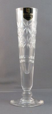 Edinburgh cut glass bud vase
Unknown design. Marked on base Edinburgh Made in Scotland
Keywords: blown;vase;sold;cut
