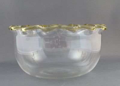 Walsh Walsh? amber uranium fluted rim finger bowl
Polished pontil mark. Lead crystal
Keywords: blown;british;table