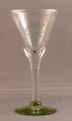 Green Goddess liqueur glass
1950s. Uranium glass foot
Keywords: barware;enamelgilt