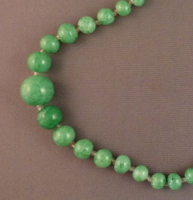 Green "marble" uranium beads with crystal spacers
Restrung
Keywords: uranium;sold