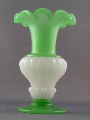 Jade and white "alabastro" three part vase 
St Louis? French?
Keywords: frenchdutchbelg;blown;vase