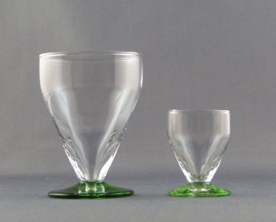 Optic rib green uranium foot sherry and shot glasses
Keywords: barware
