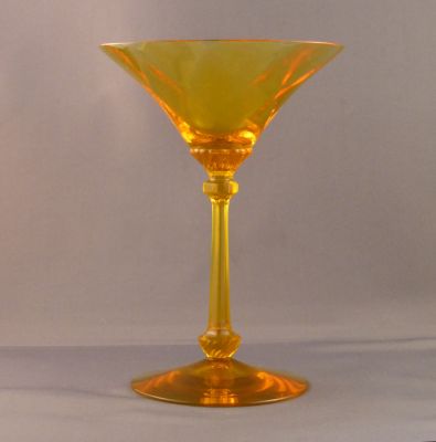 Heisey Albemarle champagne saucer
Marigold c 1929. Made for one year
Keywords: american;barware;pressed