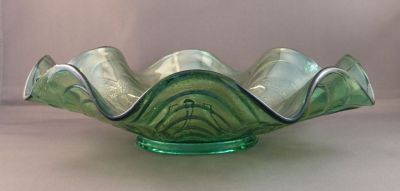 Imperial pansy ruffled bowl
Teal uranium glass
Keywords: american;carnival;table;sold;uranium