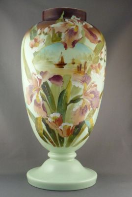 Bohemian enamelled vase, pale green A
Very large
Keywords: blown;czech;enamelgilt;centrepiece;vase
