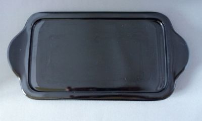 Leerdam pressed black tray
1930s. No.2063. Small
Keywords: pressed;table