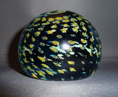 Maltese controlled bubble paperweight with silver chloride
Mdina, Phoenician? Side. 
Keywords: paperweight;maltese;sold