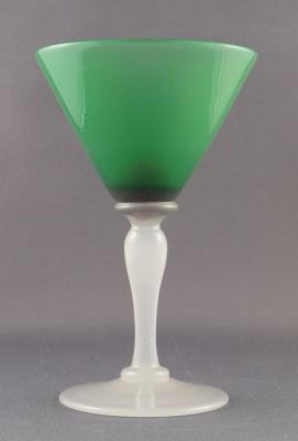 Manhattan cocktail glass
Opal lined with green. Handmade. British?
Keywords: barware;british