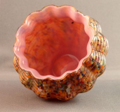 Welz multicoloured posy/mini jardinière top
Pink inner
Keywords: blown;vase;czech;sold