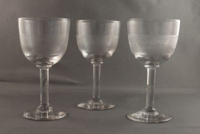 Needle etched sherry glass 1
Fire -polished rims. British?
Keywords: british;sold;barware;engraved