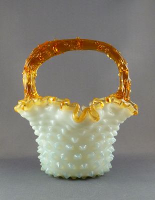 Harrach Victorian posy basket B
Opal glass, not uranium. See also [url=http://lustrousstone.co.uk/cpg/displayimage.php?pid=932]this basket[/url] 
Keywords: vase;sold;czech