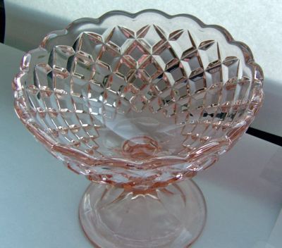 Pink pedestal sugar bowl
Unknown maker
Keywords: sold;table