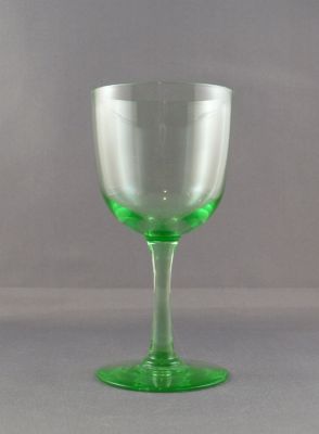 Plain uranium wine glass
Fire polished pontil mark
Keywords: blown;barware