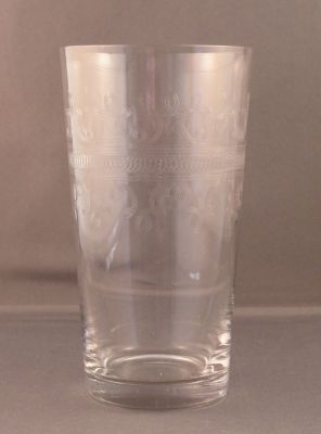 Needle-etched water glass
5 x 2.75 in. British? Fire polished rim
Keywords: sold;british;engraved;barware
