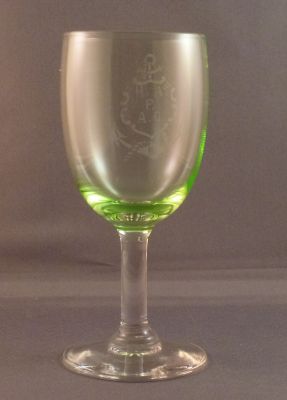 Shipping crest wine glass
Uranium bowl
Keywords: barware;blown;cut