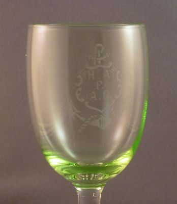 Shipping crest wine glass
HAPAG with anchors and rope
Keywords: barware;blown;cut
