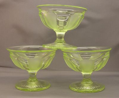 Sowerby 2416 sundae dish
Part frosted Uranium
Keywords: british;pressed;table;sold