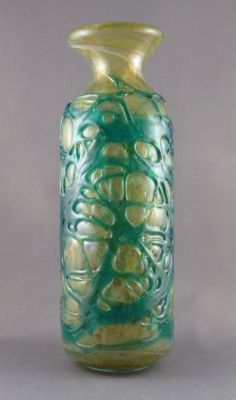 Mdina strapped bottle
Lots of crizzling. Signed
Keywords: bottle;maltese;vase