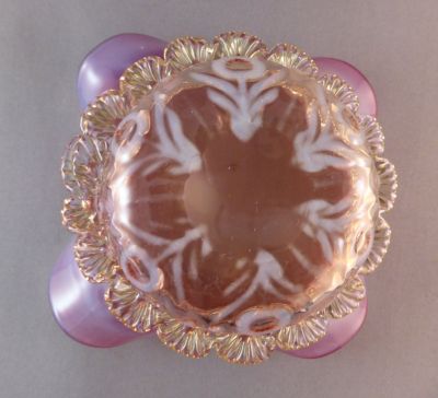 Richardson opalescent preserve dish with thistles
Base. Polished pontil mark
Keywords: blown;british;table