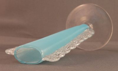 Blue-threaded bud vase
Victorian and likely English. Could be for spills
Keywords: blown;vase;sold