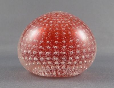 Controlled bubble with frit paperweight
Unpolished base. 
Keywords: sold