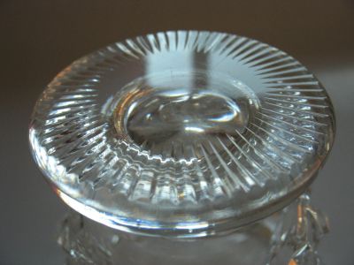 Walsh/Tudor Crystal pedestal salt
Radial base cuts
Keywords: sold;blown;cut;table