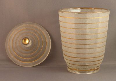 Chance Spiderweb biscuit barrel 2
White Matthey crinkles and gilding

Keywords: table;pressed;sold;enamelgilt